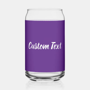Simple Royal Purple and White Script Text Template Can Glass