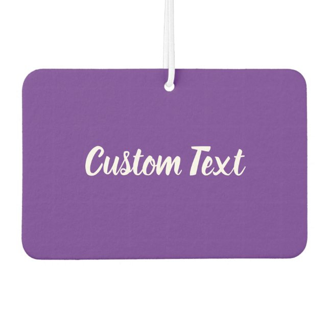 Simple Royal Purple and White Script Text Template Car Air Freshener (Front)