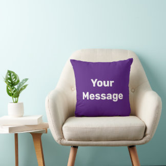 Simple Royal Purple and White Text Your Message Cushion