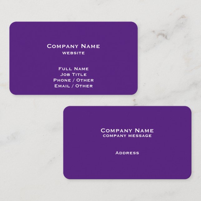 Simple Royal Purple Business Card (Front/Back)
