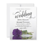 Simple Royal Purple Rose BUDGET Wedding Invitation