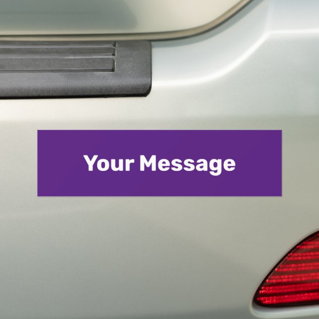 Simple Royal Purple White Your Message Text Bumper Sticker (On Car)
