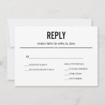 Simple RSVP Reply Wedding Template Custom Card