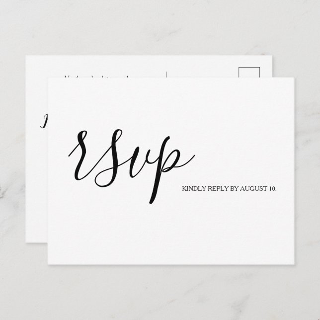 Simple RSVP Script Typography response Wedding Invitation Postcard (Front/Back)