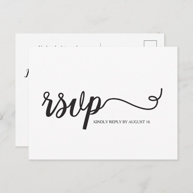 Simple RSVP Script Wedding Typography response Invitation Postcard (Front/Back)