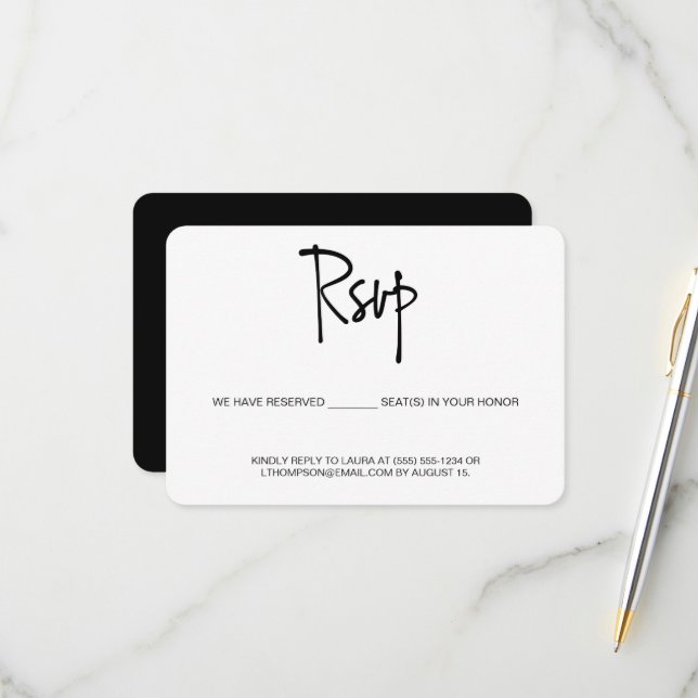 Simple RSVP without mailing Reserved Seat (Front/Back In Situ)