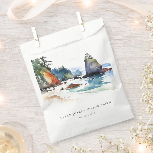 Simple Ruby Beach Olympic National Park Wedding Favour Bags (Clipped)