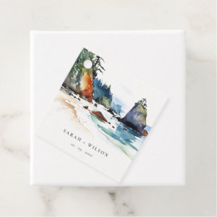 Simple Ruby Beach Olympic National Park Wedding Favour Tags