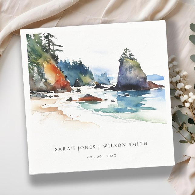 Simple Ruby Beach Olympic National Park Wedding Napkin (Creator Uploaded)