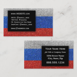 Simple Russian Flag Glitter Professional Executive Business Card
