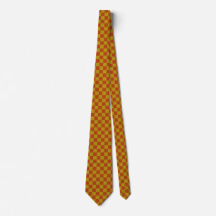 Simple Rust and Gold Chequerboard Pattern Tie