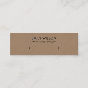 SIMPLE RUST BROWN KRAFT STUD EARRING DISPLAY LOGO MINI BUSINESS CARD