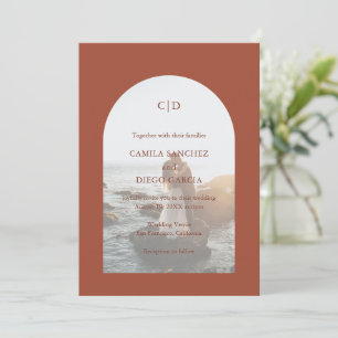 Simple Rust Photo Boho Arch Modern Wedding Invitation