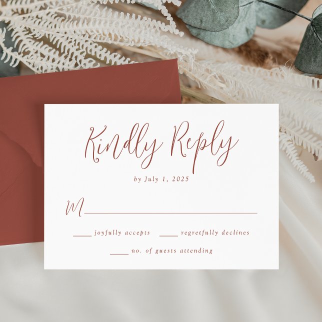 Simple Rust Script Wedding RSVP Card (Creator Uploaded)
