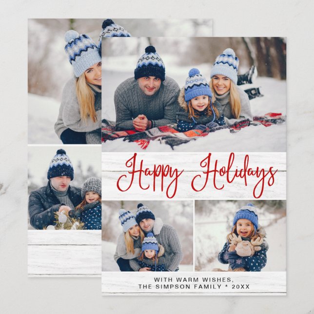Simple Rustic 6 PHOTO Christmas Greeting Holiday Card (Front/Back)
