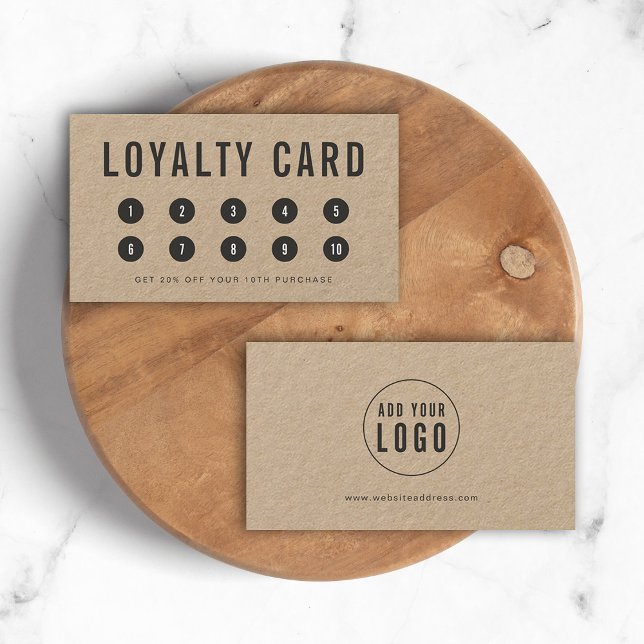 Simple Rustic Add Your Logo Kraft Loyalty Card (Creator Uploaded)