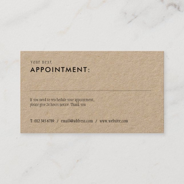 Simple Rustic Appointment Card (Front)