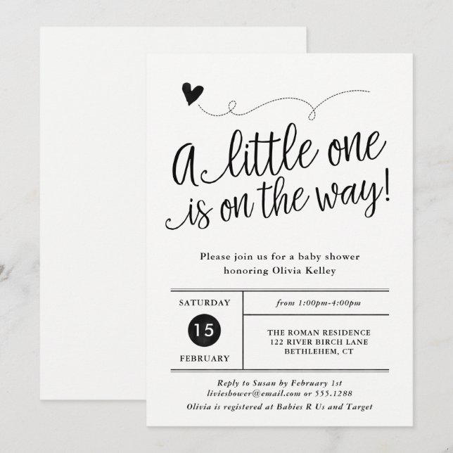 Simple Rustic Baby Shower, Gender Neutral Invitation (Front/Back)