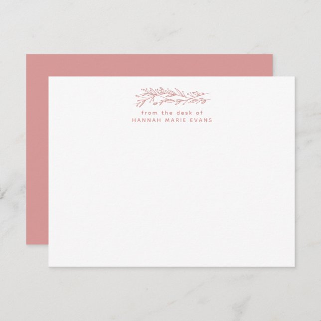 Simple Rustic Blush Pink Botanical Card (Front/Back)