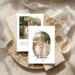 Simple Rustic Boho Capsule Photo Bridal Shower Thank You Card