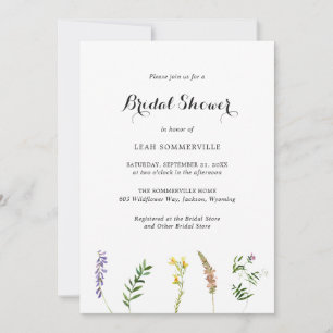 Simple Rustic Boho Floral Wildflower Bridal Shower Invitation