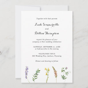 Simple Rustic Boho Wildflower All In One Wedding Invitation