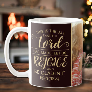Simple Rustic Brown & Gold Bible Verse Christian Coffee Mug