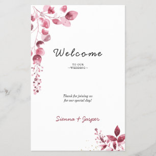 Simple Rustic Burgundy Floral Bloom Wedding Door H Flyer
