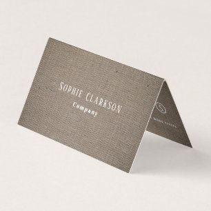 Simple Rustic Burlap Effect Double Loyalty Business Card