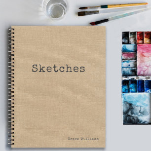 Simple Rustic Burlap Pattern with Your Name Notebook