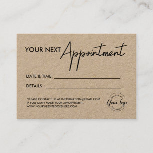 Simple Rustic Business logo Custom Appointment Card