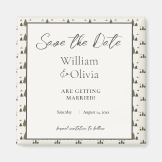 Simple Rustic Chic Forest Pattern Wedding Magnet