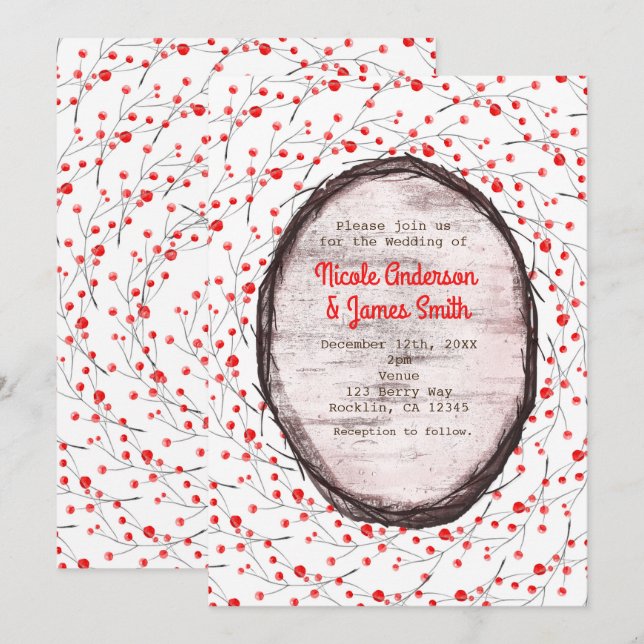 Simple Rustic Country Holiday Wedding Invitations (Front/Back)