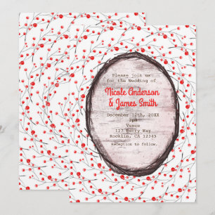 Simple Rustic Country Holiday Wedding Invitations