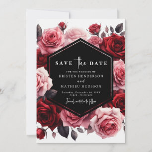 Simple Rustic Crimson Red Wedding Save The Date