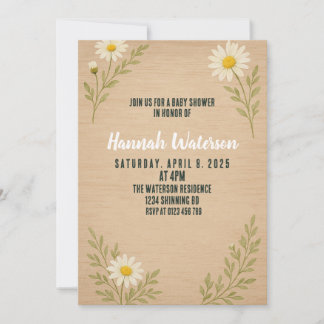 Simple Rustic Daisy Baby Shower Invitation