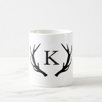 Simple Rustic Deer Antler Monogram Personalised