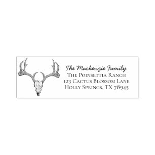 Simple Rustic Deer Antlers Family Return Address Self-inking Stamp