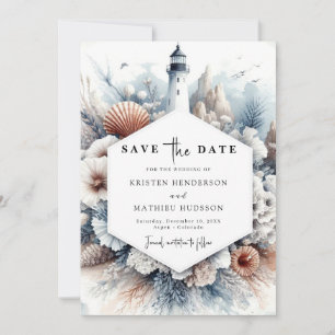 Simple Rustic Elegance Lighthouse Wedding Save The Date