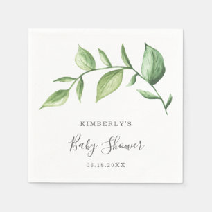 Simple Rustic Elegant Greenery Baby Shower Napkin