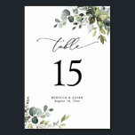 Simple Rustic Eucalyptus Greenery Table Number<br><div class="desc">Designed to coordinate with our Boho Greenery wedding collection,  this customisable Menu Template features mixed watercolor greenery leaves paired with a classy serif in black. Matching items available.</div>