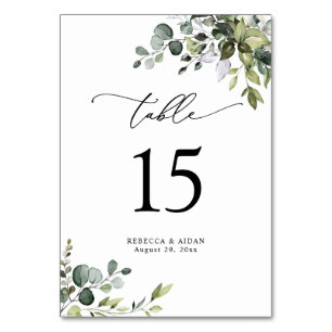 Simple Rustic Eucalyptus Greenery Table Number