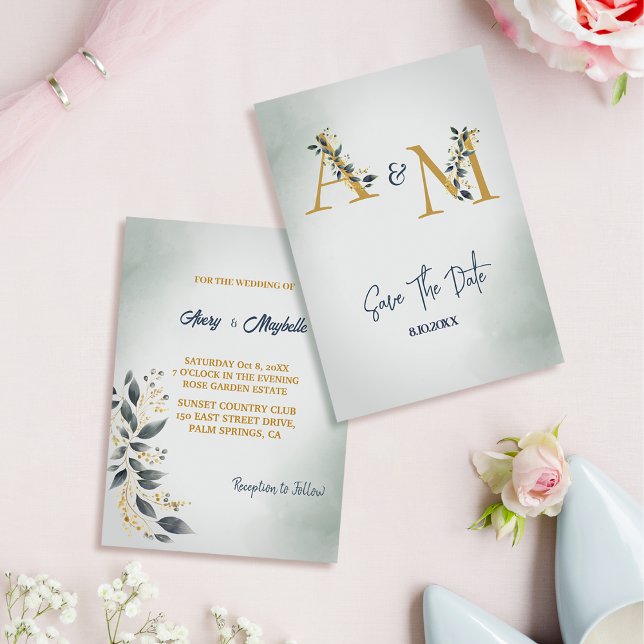 Simple Rustic Eucalyptus Leaves Wedding Invitation (Creator Uploaded)