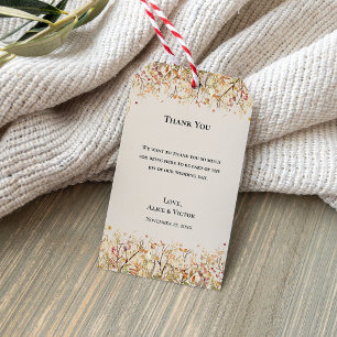 Simple Rustic Fall Beige Wedding Thank You Gift Tags