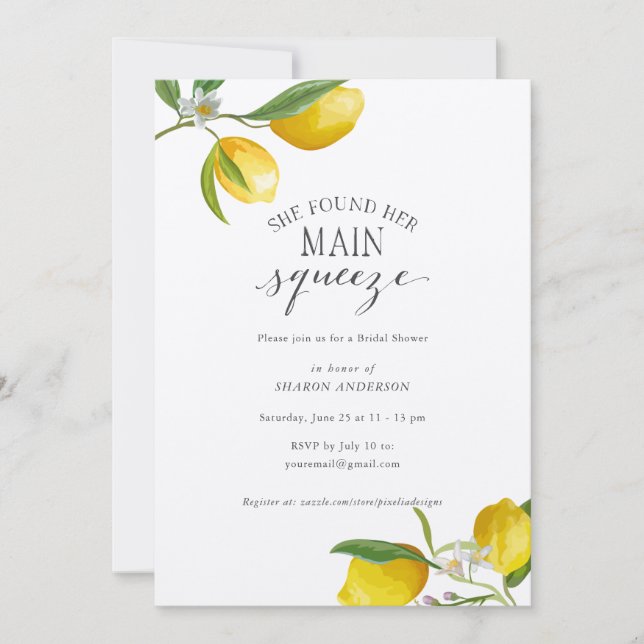 Simple rustic farmhouse she found her main squeeze invitation (Front)