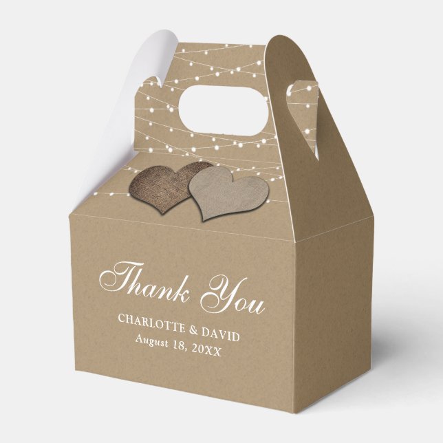 Simple Rustic Faux Kraft Paper Wedding Favour Box (Front Side)