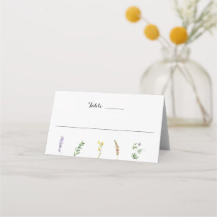 Simple Rustic Floral Boho Wildflower Wedding Place Card
