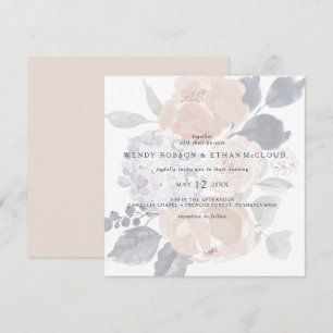 Simple Rustic Floral Square Wedding Invitation