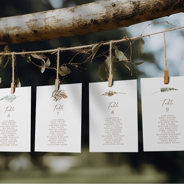 Simple Rustic Floral Table Number Seating Chart (Creator Uploaded)