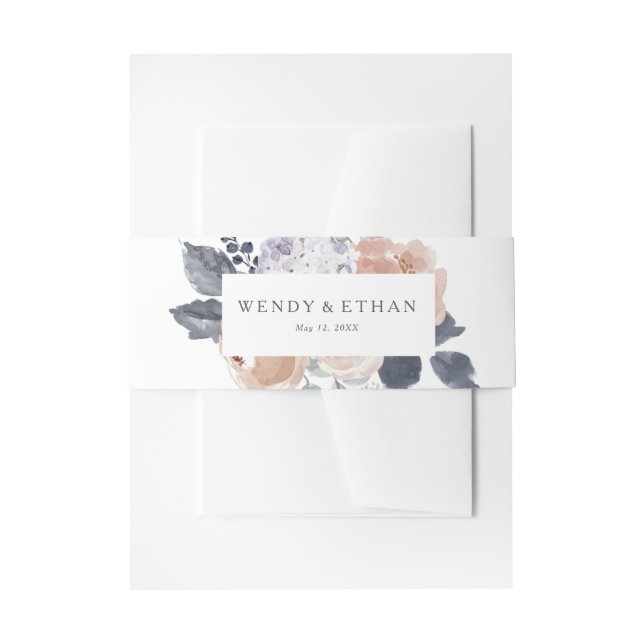 Simple Rustic Floral Wedding Invitation Belly Band (Front Example)